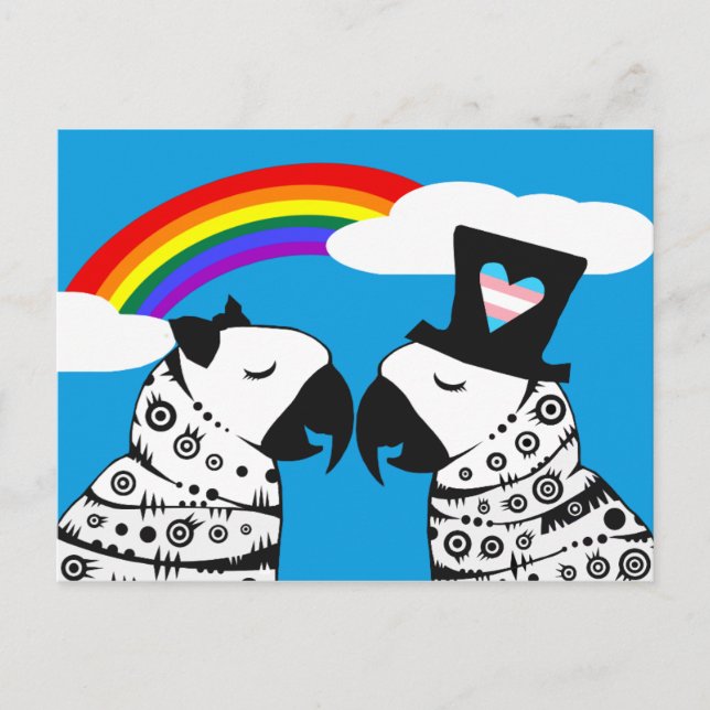Transgender Parrot Boy mit Freundin Postkarte (Vorderseite)