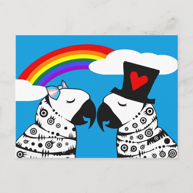 Transgender Parrot Girl mit Boyfriend Postkarte (Vorderseite)
