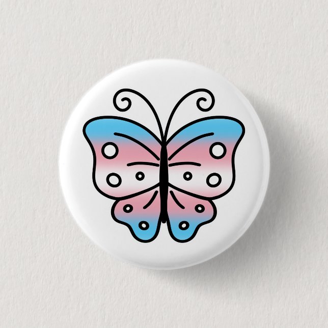 Transgender Pride Butterfly Pin Badge Button (Vorderseite)