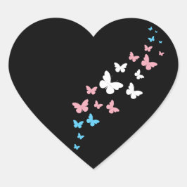 Transgender Pride Butterfly Trail Herz-Aufkleber