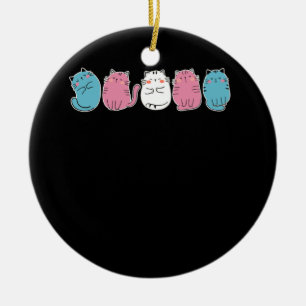 Transgender Pride Cat LGBT Community Trans Flag Cu Keramik Ornament