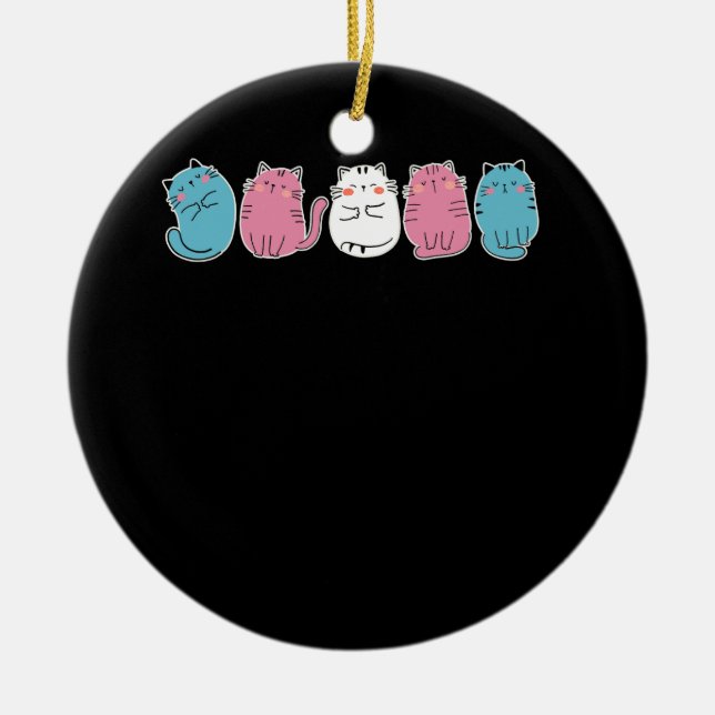 Transgender Pride Cat LGBT Community Trans Flag Cu Keramik Ornament (Vorne)