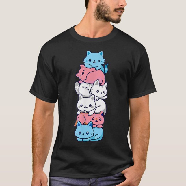 Transgender Pride Cat LGBT Trans Flag Niedliche Ka T-Shirt (Vorderseite)