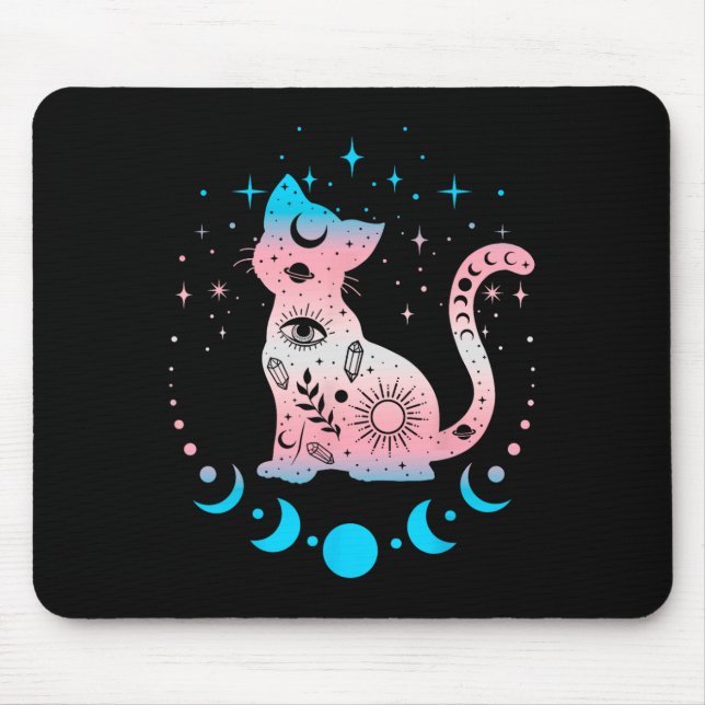 Transgender Pride Flag Colors Cat Lovers Mousepad (Vorne)