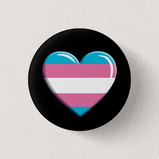 Transgender Pride Flag Herz geformt Button (Vorderseite)
