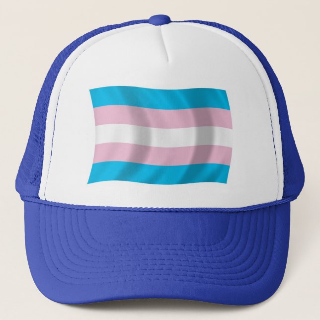 Transgender-Pride-Flag-Hut Truckerkappe (Vorderseite)