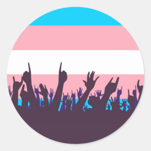 Transgender-Pride-Flag mit Wellenhand Runder Aufkleber