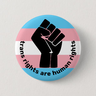 Transgender Pride Flag w Raised Fist Trans Rechte Button
