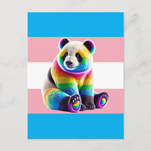 Transgender Pride Flag with Rainbow Panda Postkarte (Vorderseite)