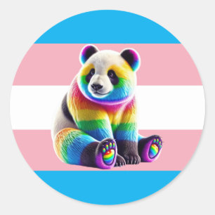 Transgender Pride Flag with Rainbow Panda Runder Aufkleber