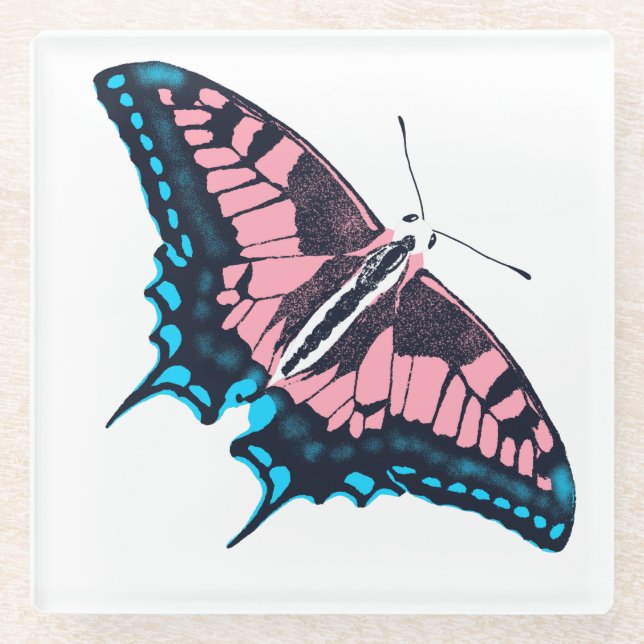 Transgender-Pride-Frack-Butterfly Glasuntersetzer (Vorderseite)