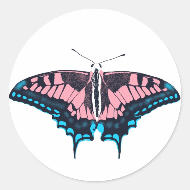 Transgender-Pride-Frack-Butterfly Runder Aufkleber (Vorderseite)