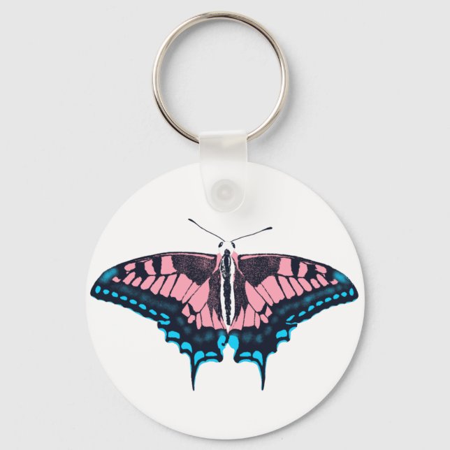 Transgender-Pride-Frack-Butterfly Schlüsselanhänger (Vorderseite)