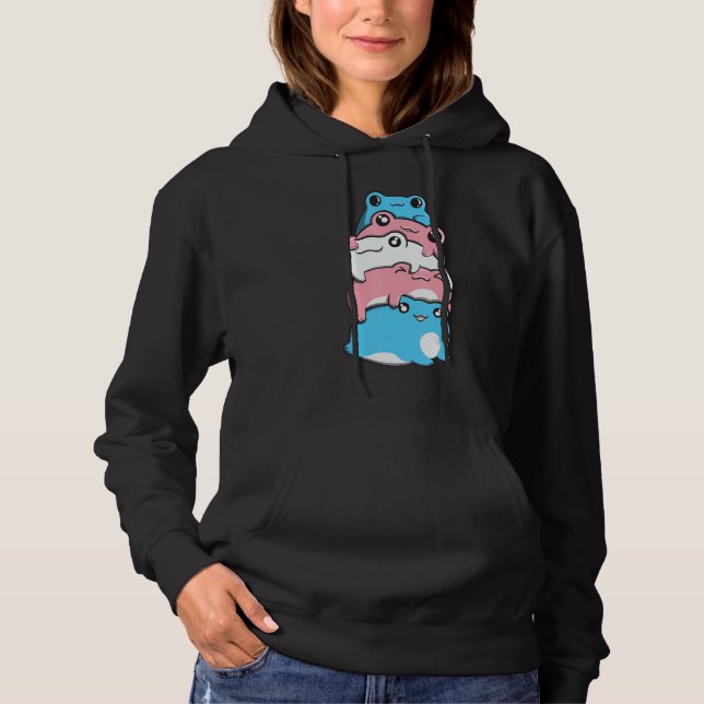 Transgender Pride Frog Pile Transgender Flag Cotta Hoodie (Vorderseite)