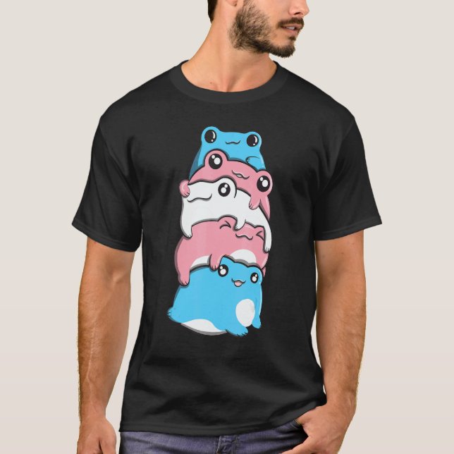Transgender Pride Frog Pile Transgender Flag Cotta T-Shirt (Vorderseite)