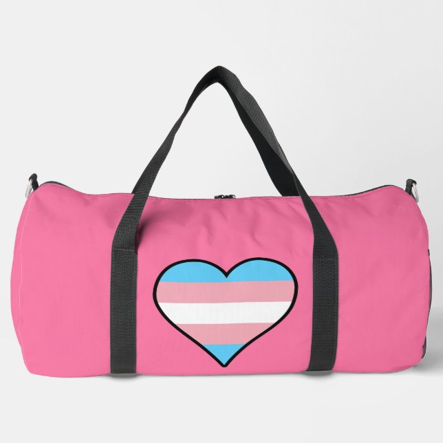 Transgender pride hearts duffle bag (Vorderseite)