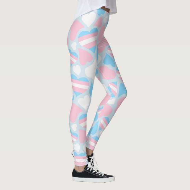 Transgender Pride Hearts Pattern Leggings (Rechts)