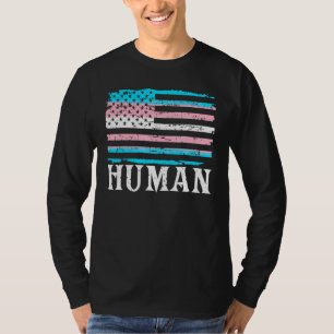 Transgender Pride Human Lgbt Rainbow American Flag T-Shirt