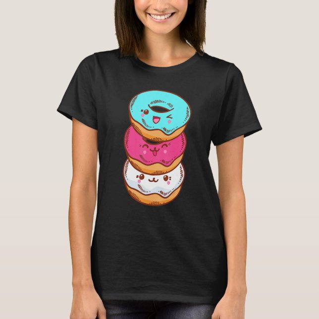 Transgender Pride LGBT LGBTQ Flag Cute With Donut  T-Shirt (Vorderseite)