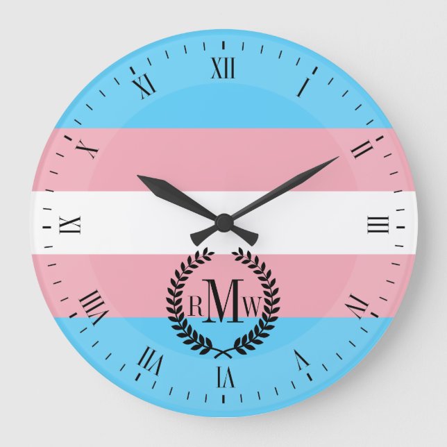 Transgender-Pride-Markierung Große Wanduhr (Vorderseite)