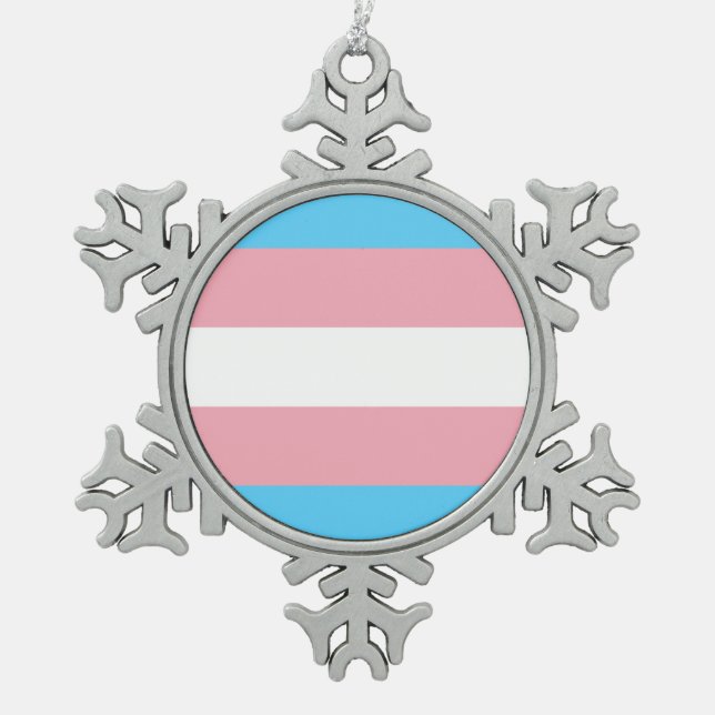 Transgender-Pride-Markierung Schneeflocken Zinn-Ornament (Vorderseite)