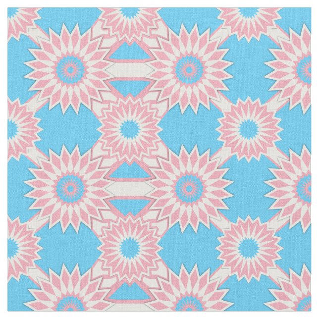 Transgender Pride - nahtlose blaue Blume Stoff (Nahaufnahme)