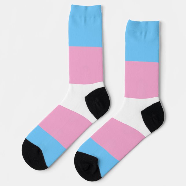 Transgender Pride Rosa Blau Weiße Streifen LGBT Socken (Linkes Detail)