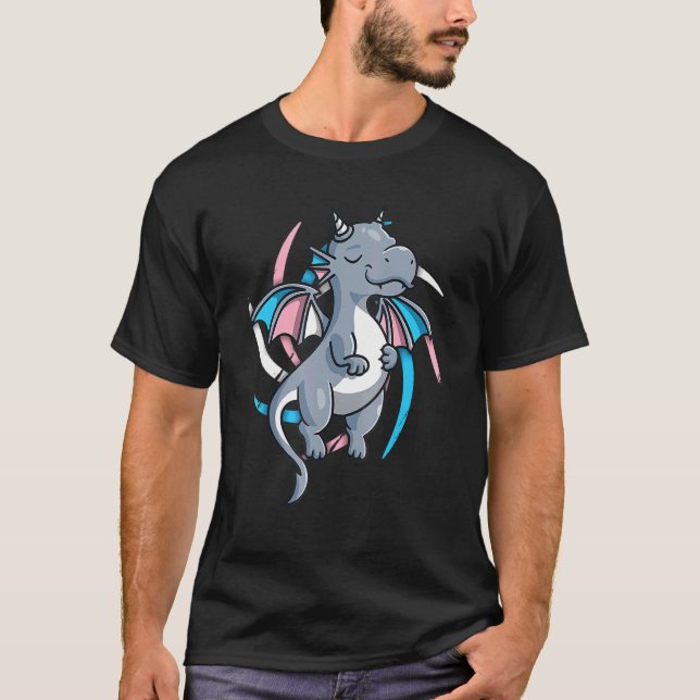 Transgender Pride Stuff Trans Dragon Video Game L T-Shirt (Vorderseite)