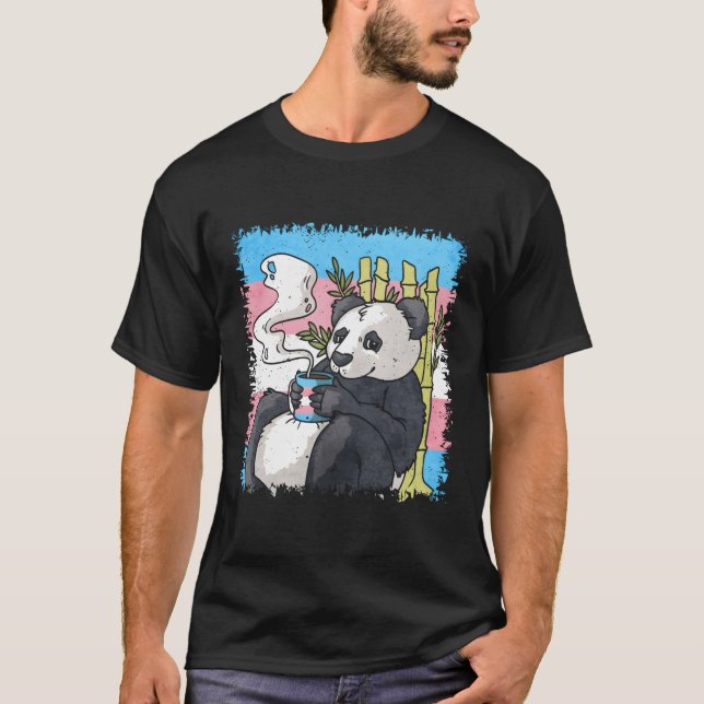 Transgender Pride Trans Flag Panda Kaffee Subllet  T-Shirt (Vorderseite)
