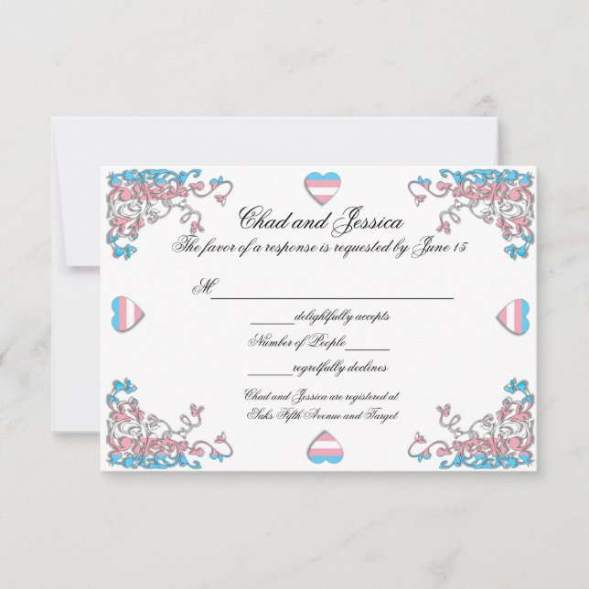 Transgender Pride Wedding Response Card RSVP Karte (Vorderseite)