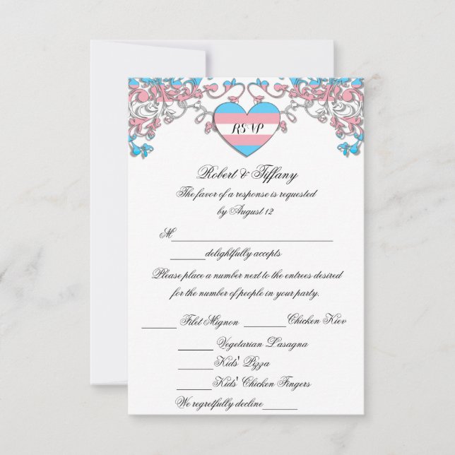 Transgender Pride Wedding RSVP mit Optionen zum Es (Vorderseite)
