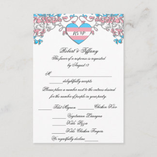 Transgender Pride Wedding RSVP mit Optionen zum Es Karte
