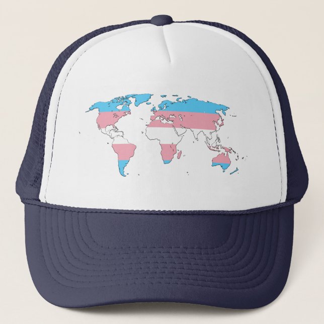 Transgender pride world map Hat Truckerkappe (Vorderseite)