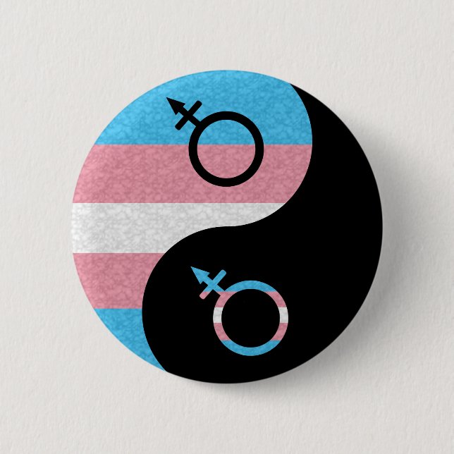 Transgender Pride Yin und Yang Symbol Pride Flag Button (Vorderseite)