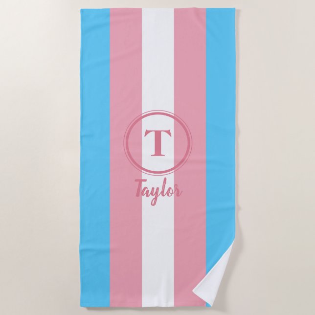 Transgender-Prip-Flag Rosa benutzerdefiniertes Mon Strandtuch (Vorderseite)