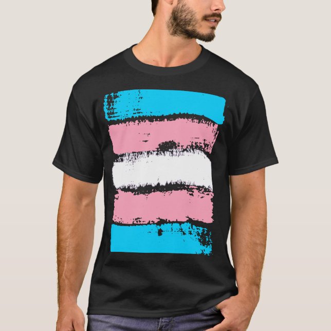 Transgender-Prix-Farben LGBTQ+-Farbstreifen T-Shirt (Vorderseite)