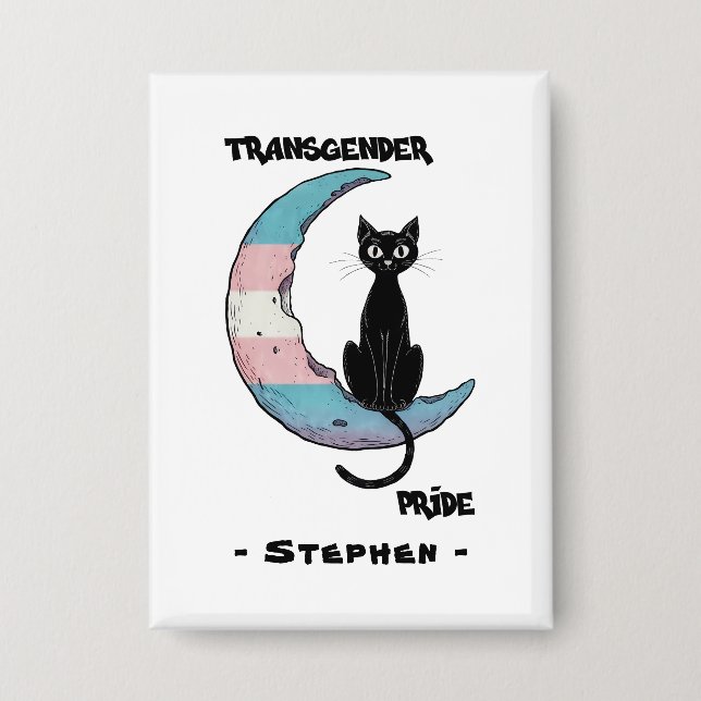 Transgender Prix - Schwarze Katze auf dem Trans Fl Button (Vorderseite)