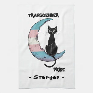 Transgender Prix - Schwarze Katze auf dem Trans Fl Geschirrtuch