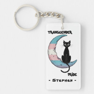 Transgender Prix - Schwarze Katze auf dem Trans Fl Schlüsselanhänger