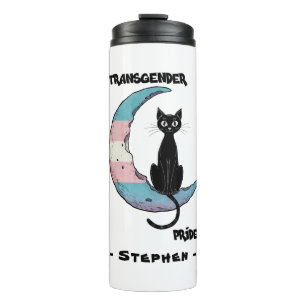 Transgender Prix - Schwarze Katze auf dem Trans Fl Thermosbecher