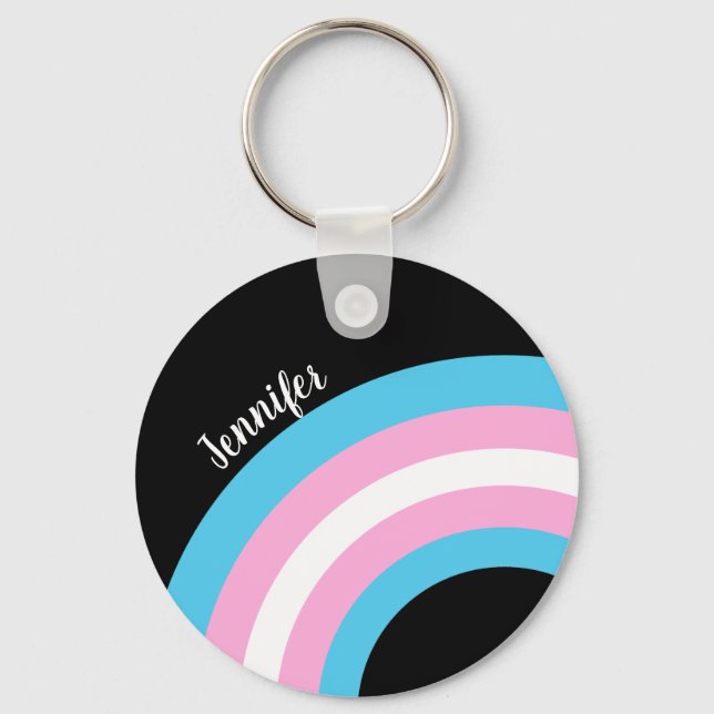 Transgender Rainbow Pride Custom Schlüsselanhänger (Vorderseite)