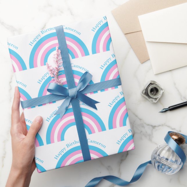 Transgender Rainbow Prilag Flag Custom Birthday Geschenkpapier (Schenken)