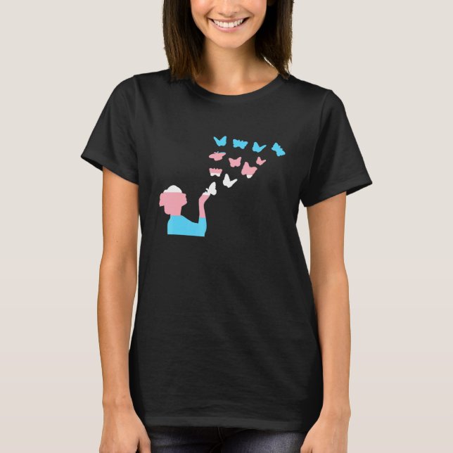 Transgender Sende Liebe Schmetterling Transsexuell T-Shirt (Vorderseite)