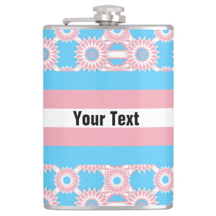 Transgender-Stolperflagge mit blauer Blume Flachmann