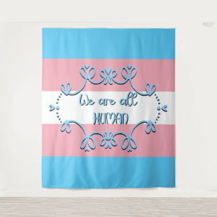Transgender-Stolzflagge Wir sind alle menschlich T Wandteppich