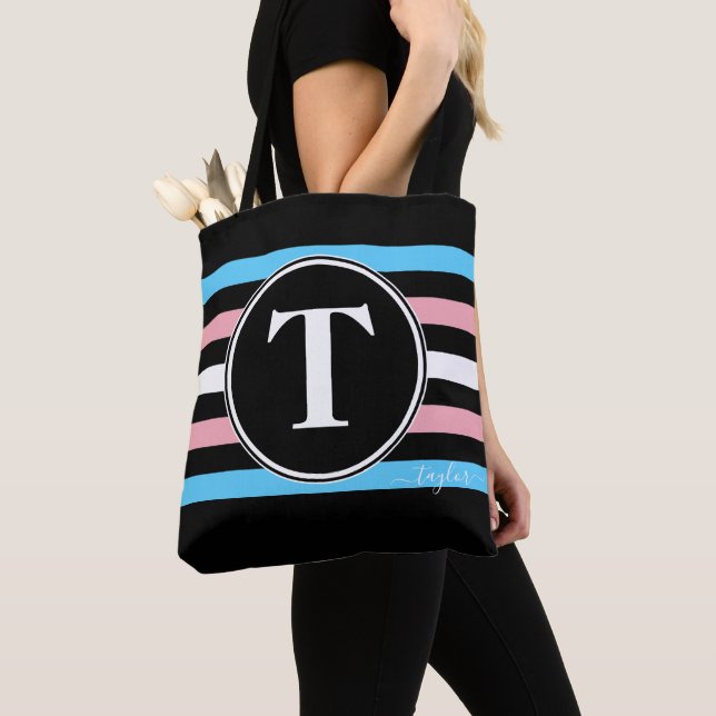 Transgender Stripes Monogram Name Black Gay Pride (Von Nahem)
