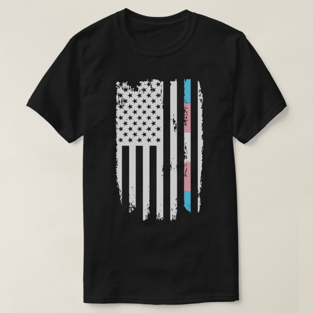 Transgender Thin Line American Flag LGBT Trans T-Shirt (Design vorne)