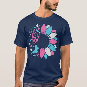 Transgender Trans Sonnenblume Schmetterling Pink B T-Shirt