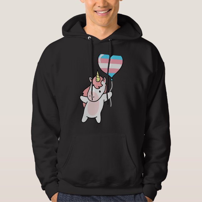 Transgender Unicorn Trans Pride Flag Lgbtq Gender Hoodie (Vorderseite)