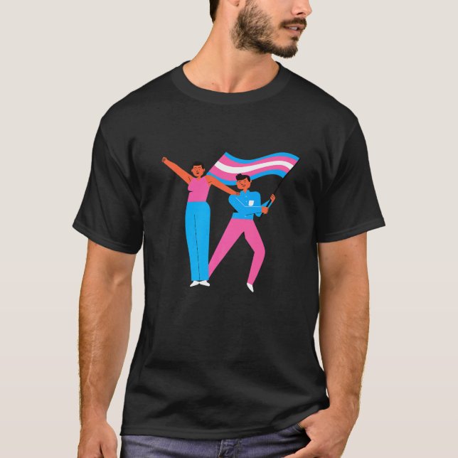 Transgender-Wave-Flag-Trans-Stolz T-Shirt (Vorderseite)